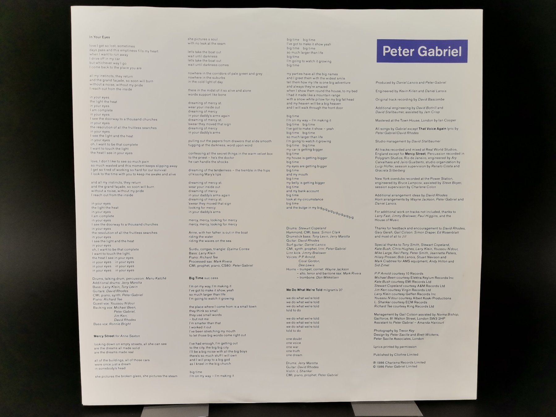 Dischi in vinile: PETER GABRIEL Album "So" Schallplatte Vinyl – Usato da Schaffhausen venduto da Restwert_SH 4