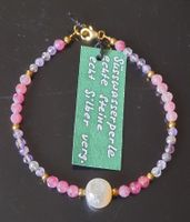 Armband echte Steine Süsswasserperlen Silber vergoldet
