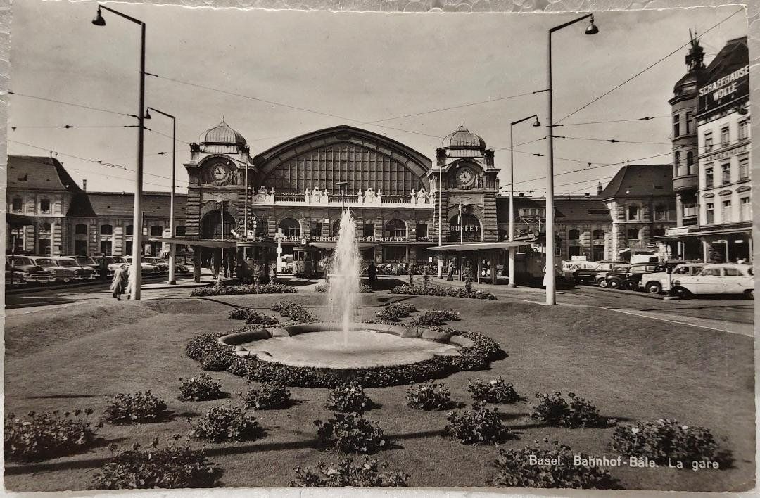 Cartoline postali: BASEL -  Bahnhof -  Oldtimer  -  1960 – Usato da Delémont venduto da Domdom1