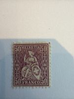 Briefmarke Helvetia 50 Rappen dunkelrot guter Zustand