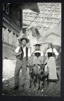 BAUERNFAMILIE in Tracht mit Ziegen - gel. 1904 von Willisau