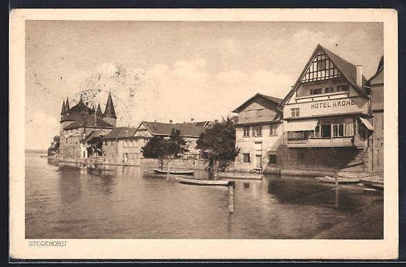Cartoline postali: Steckborn, Flusspartie mit Hotel Krone – Usato da Berlin venduto da bartko-reher