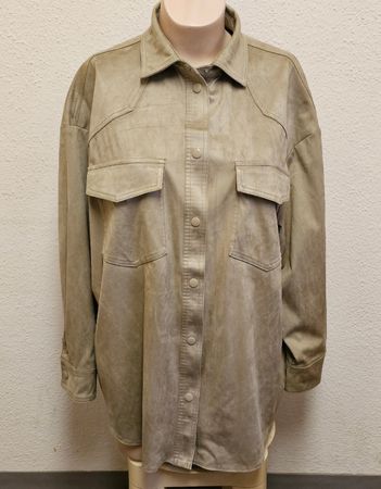 C&A Damen Hemdjacke Gr. L Beige Wildlederoptik Oversize Shac
