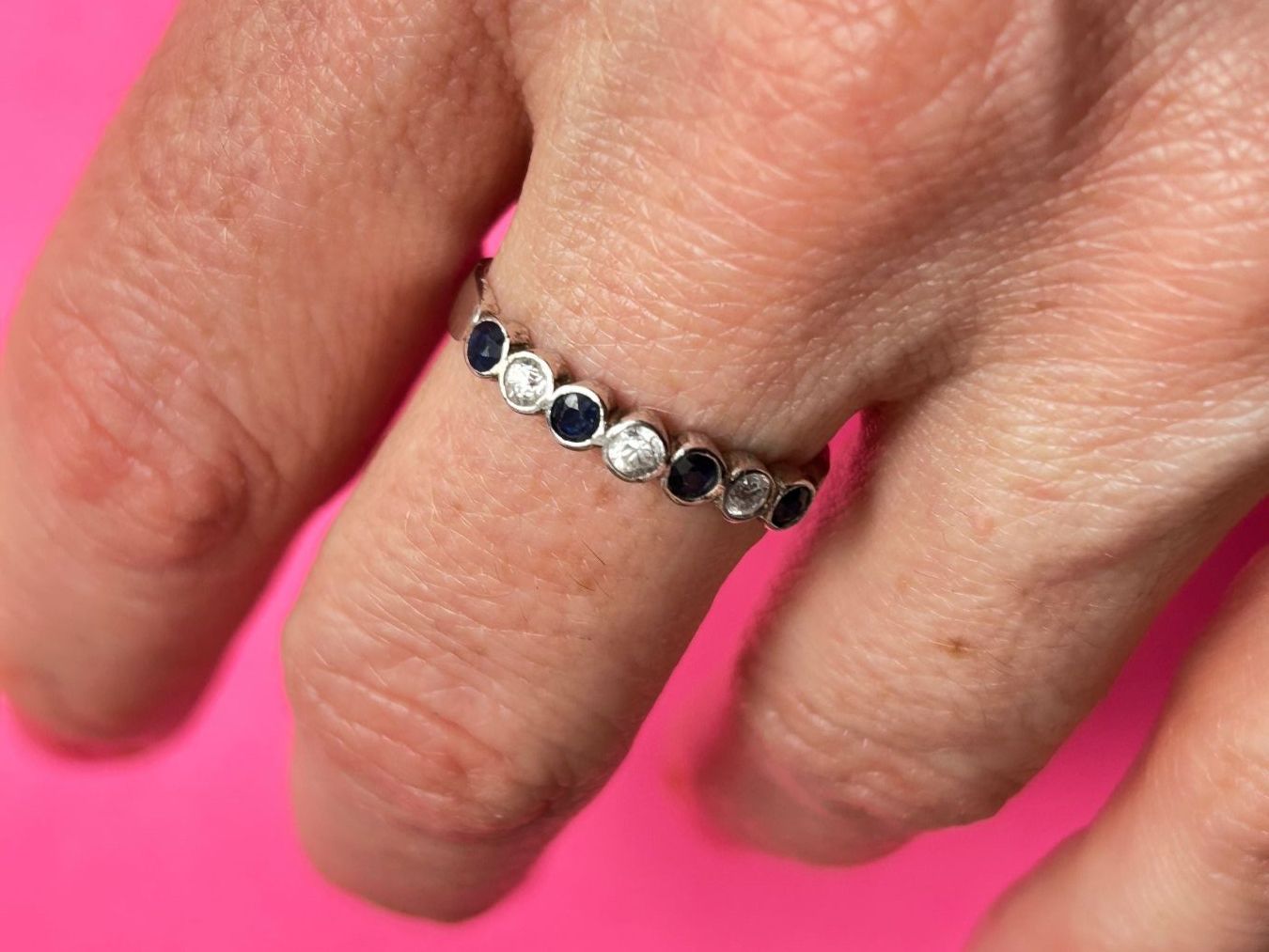 Ringe: Silberring mit blau-weissen steinen "Elegante" (60) – Gebraucht aus Basel von bellespirit 2