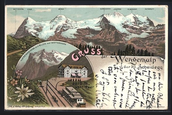 Ansichtskarten: Litho Wengernalp, Kleine Scheidegg mit B – Gebraucht aus Berlin von bartko-reher
