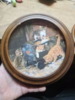 2 Zierteller mit Katzenmotiv, 1991, Wolfgang Kaiser (K)