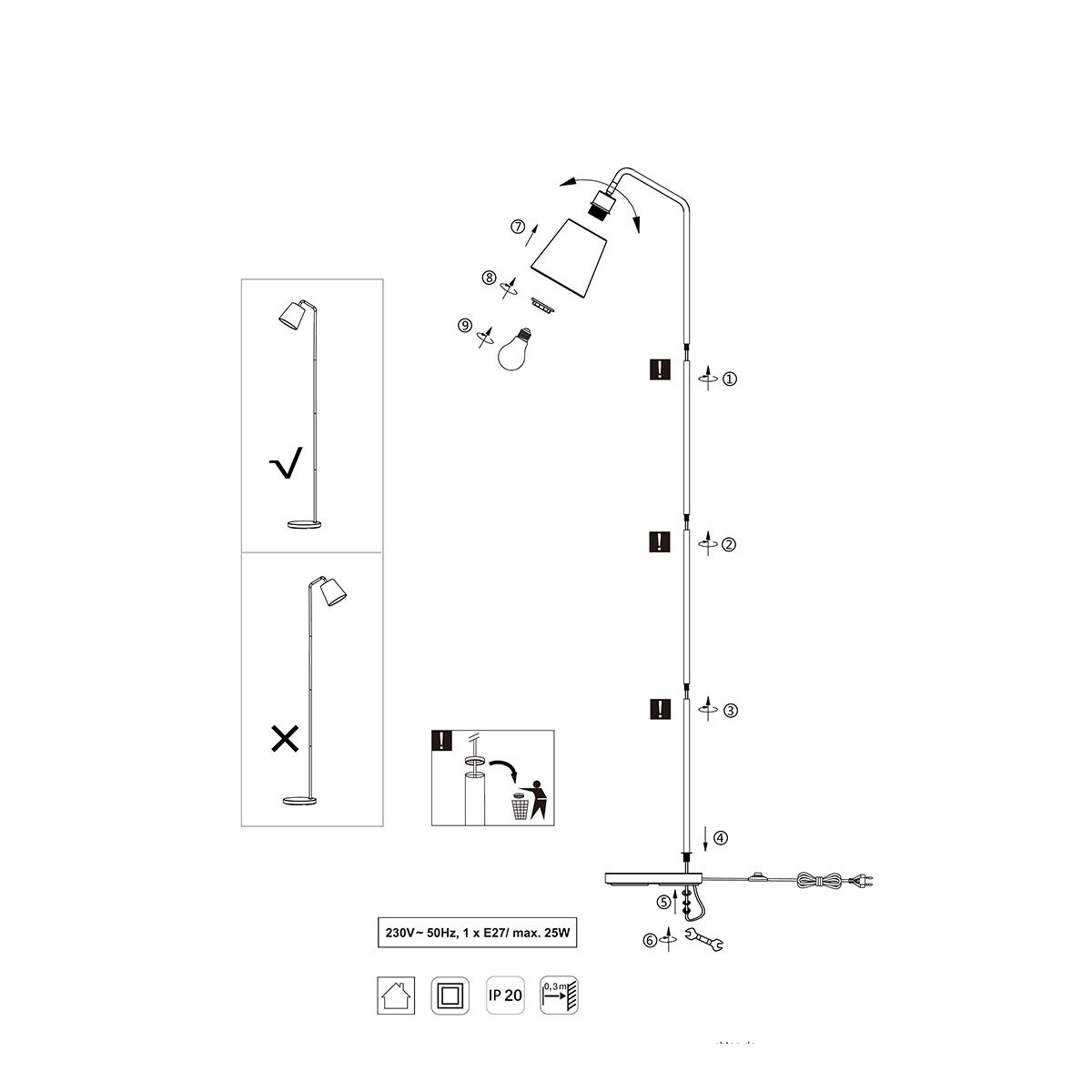 Lampade: Stehleuchte, Metall, Stoff, 148 cm Höhe – Nuovo (secondo la descrizione) da Kreuzlingen venduto da Smart-Light 5
