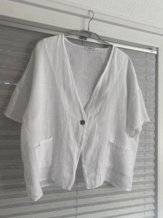 Boléro blanc manches courtes en lin L-XL