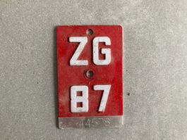 Velonummer Fahrradschild ZG 87 - 44578