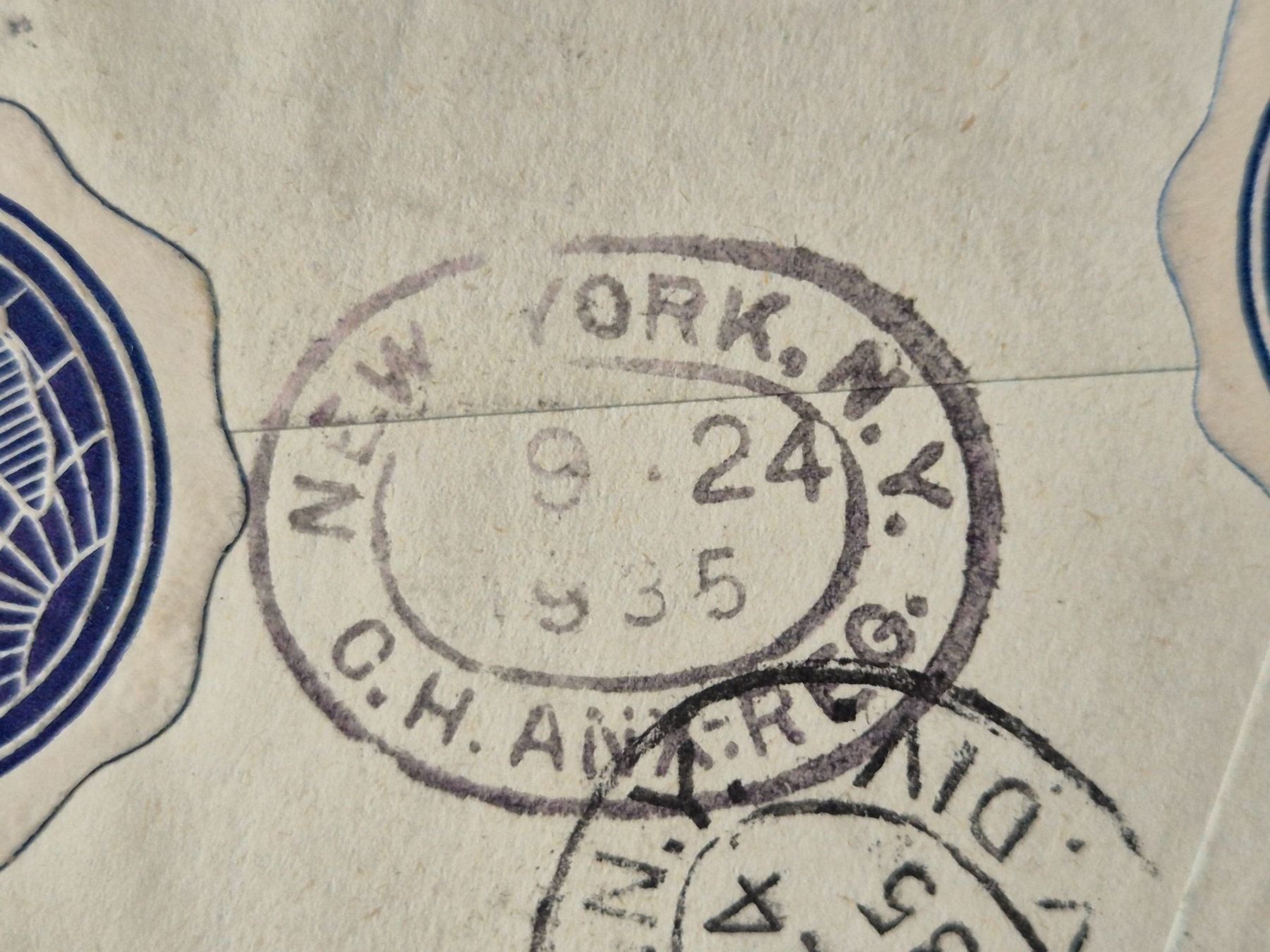Tutti i francobolli: Luftpostbrief 1935 eingeschrieben  Grabs - New York City – Usato da Seewen SZ venduto da SuperpumaDisplayTeam 5