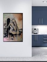Gemälde Akt mit Blattgold Acryl auf Leinwand gerahmt