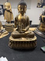 Grosser Buddha 19.Jh Tibet Bronze mit 18K Goldanstrich