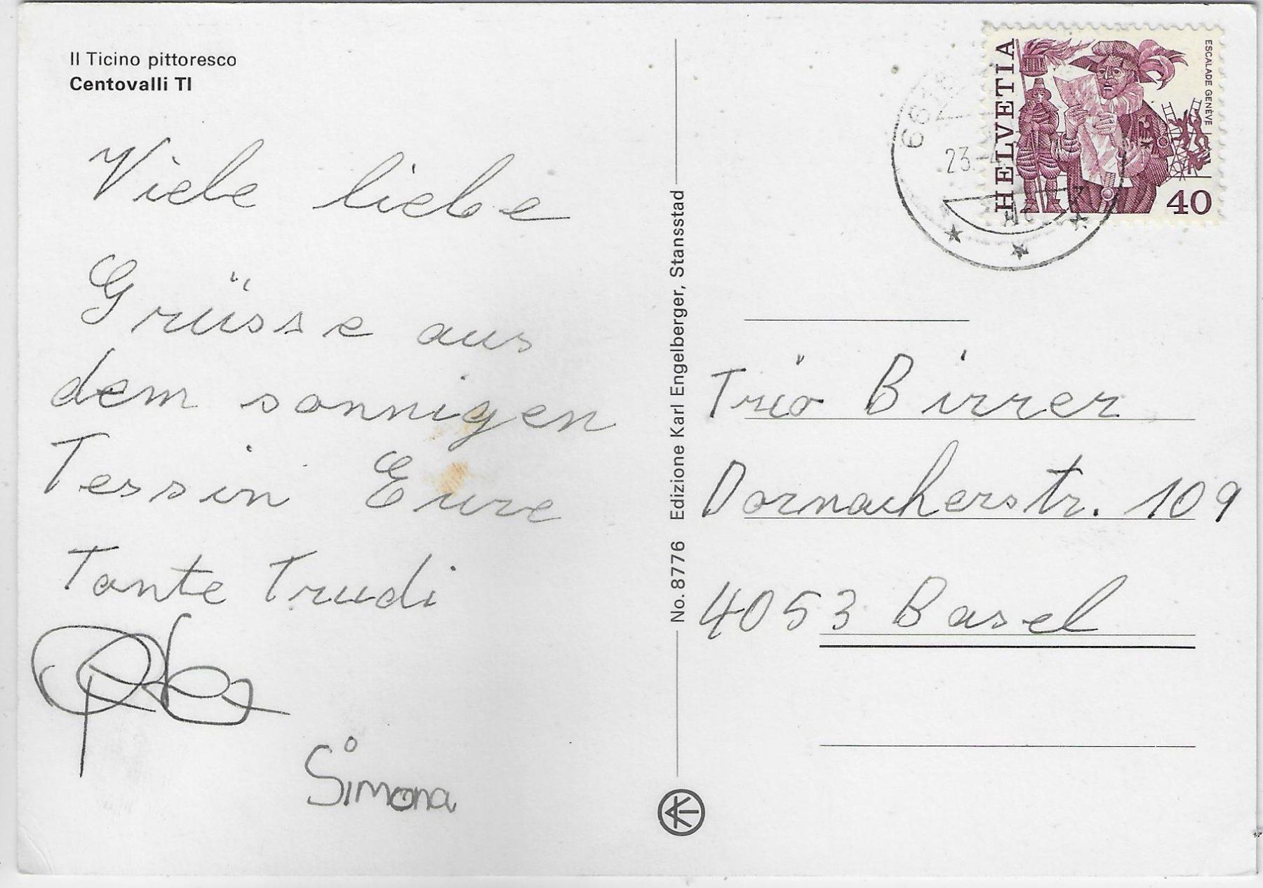 Cartoline postali: Cantovalli - Bahn – Usato da Ettingen venduto da Kartenplanet 1