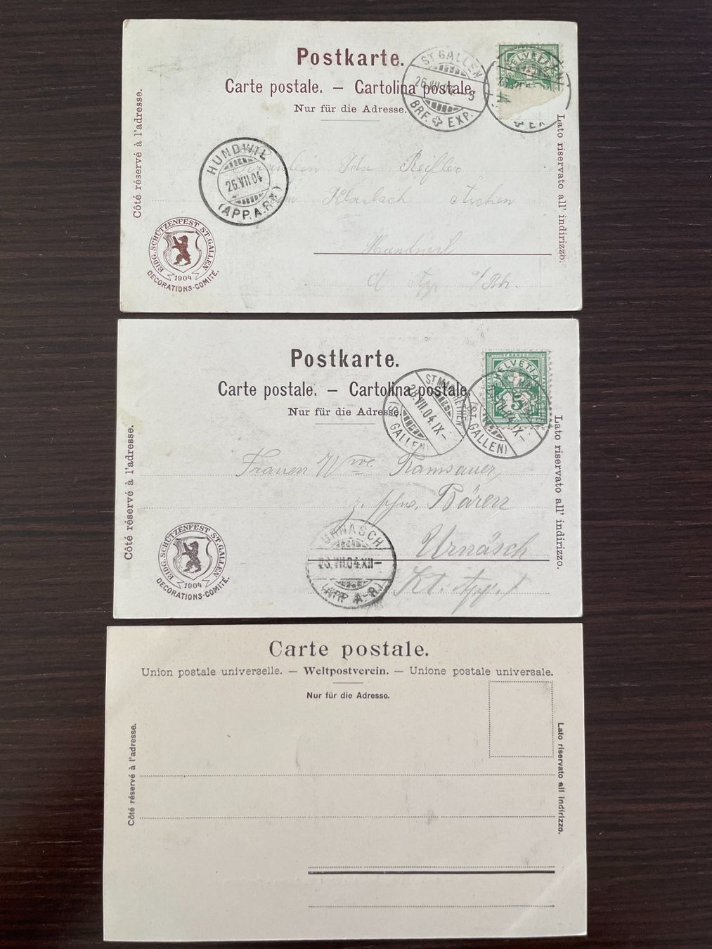 Ansichtskarten: ST. GALLEN Eidg. Schützenfest 1904, 9 Ansichtskarten – Gebraucht aus Wald ZH von TLILEF 2