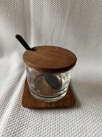 Mid Century Zuckerdose aus Glas