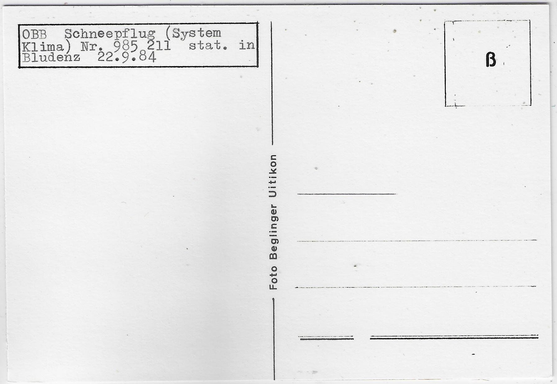 Cartoline postali: ÖBB Schneepflug in Bludenz – Usato da Ettingen venduto da Kartenplanet 1