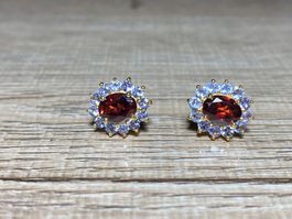 Granat + Tansanit Ohrstecker 💎✨ 925 Silber vergoldet E29