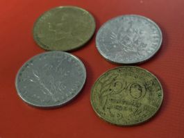4 Französische Münzen - Franc (1984/1976/1961/1995)