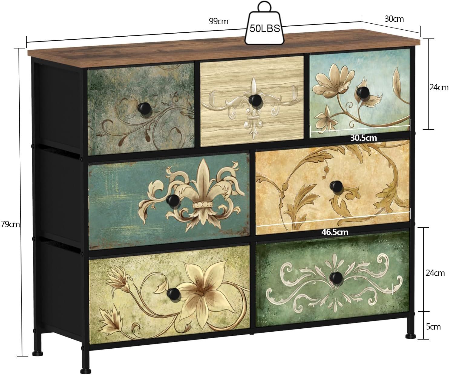 Cassettiere: Kommode mit 7 Stoffschubladen, böhmische Kommode, Vintage – Nuovo e nell'imballaggio originale da Affoltern am Albis venduto da scrapbooking 2