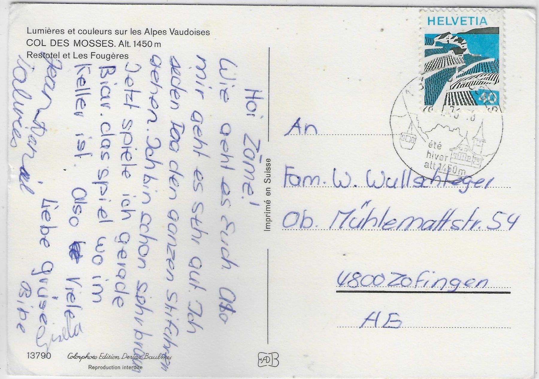 Cartoline postali: Restaurant Col des Mosses - Autos VW-Käfer – Usato da Ettingen venduto da Kartenplanet 1