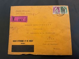 1936 Wertbrief von Vevey - Frankreich mit Siegeln