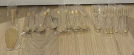 Elegantes vergoldetes Besteck-Set, 12-teilig, Neu & OVP