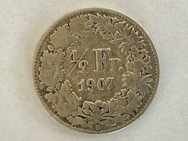 1/2 Franken 1907 B gebrauchter Zustand..siehe Scan