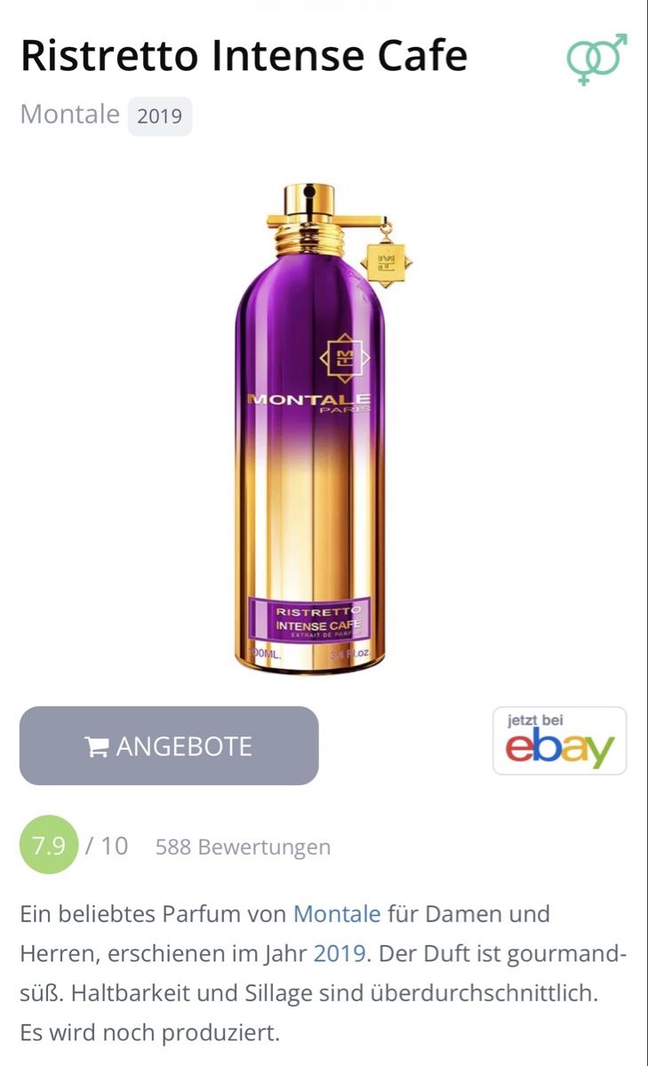 Montale Profumi & Eau de Toilette: Montale Ristretto Intense Café 2ml. Duftprobe – Usato da Zürich venduto da deruja 1