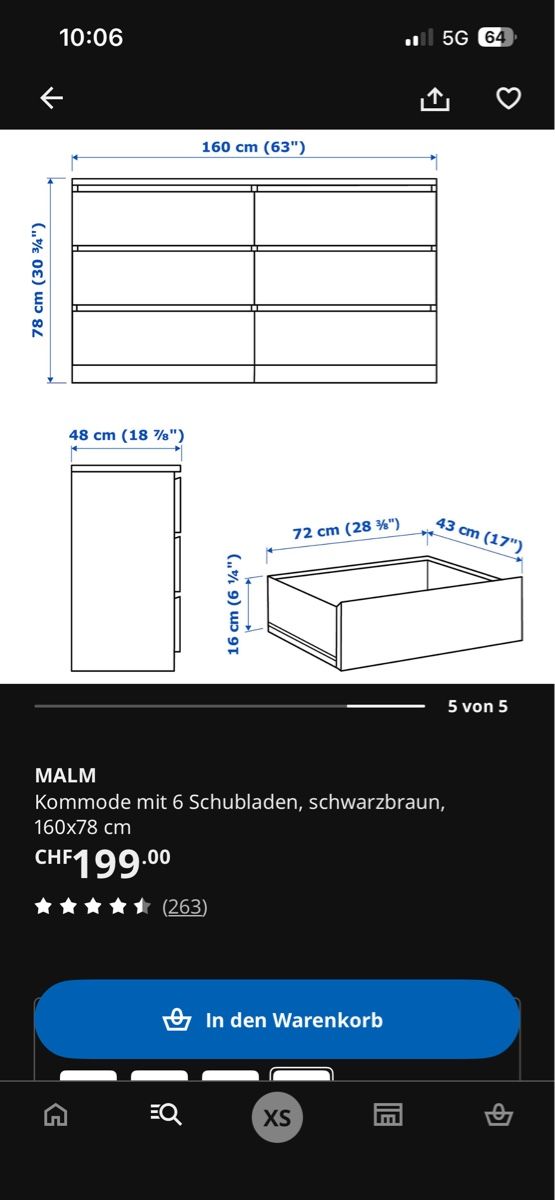 Cassettiere: Malm Kommode 6 Schubladen – Usato da Binningen venduto da Xenias01 2