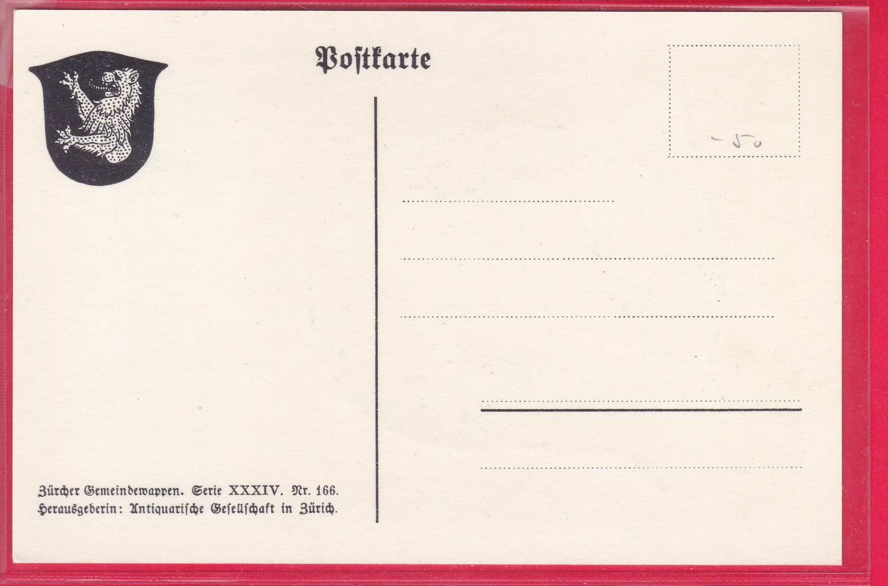 Cartoline postali: ZÜRCHER GEMEINDEWAPPEN, OBEREMBRACH – Usato da Oberrieden venduto da Gebirgsstelze 1