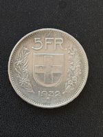 Schweizer 5 Franken Münze 1932 B guter Zustand