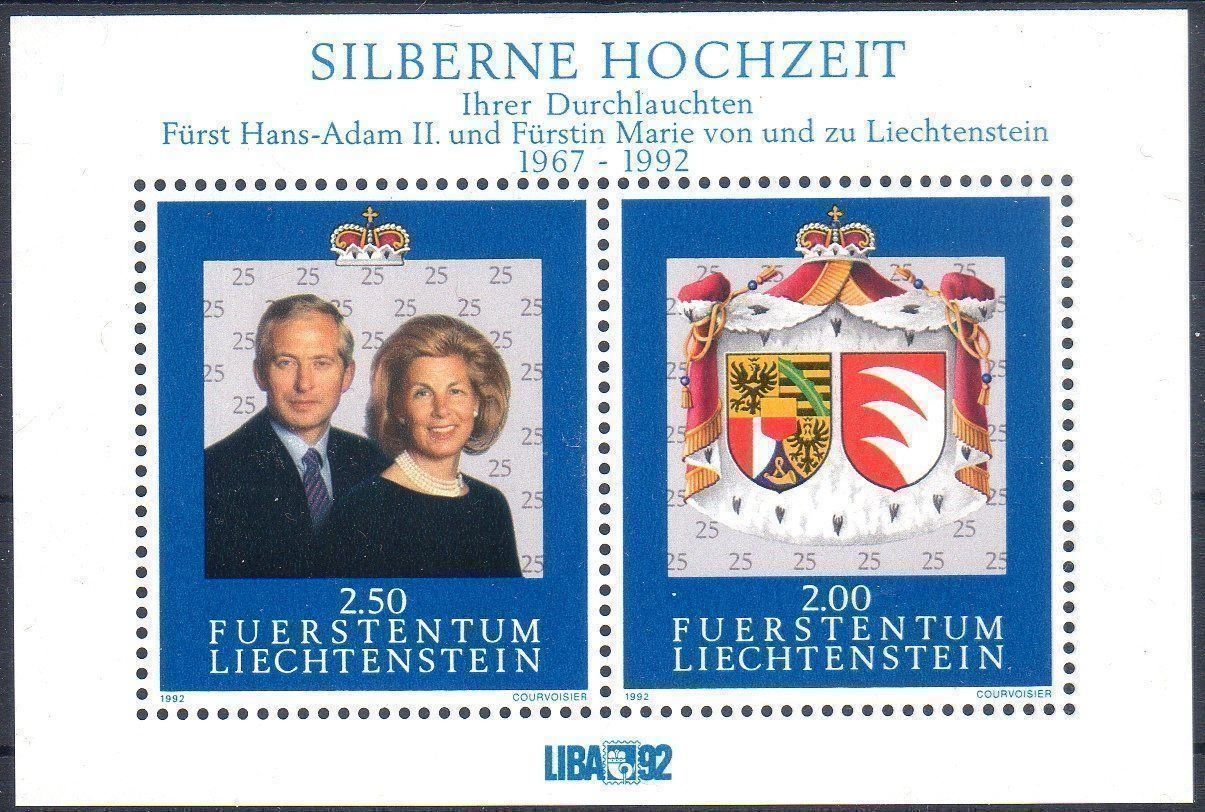 Alle Briefmarken: LIECHTENSTEIN 1992 SILBERNE HOCHZEIT ** POSTFRISCH ** - U294 – Gebraucht aus Losone von EM2019