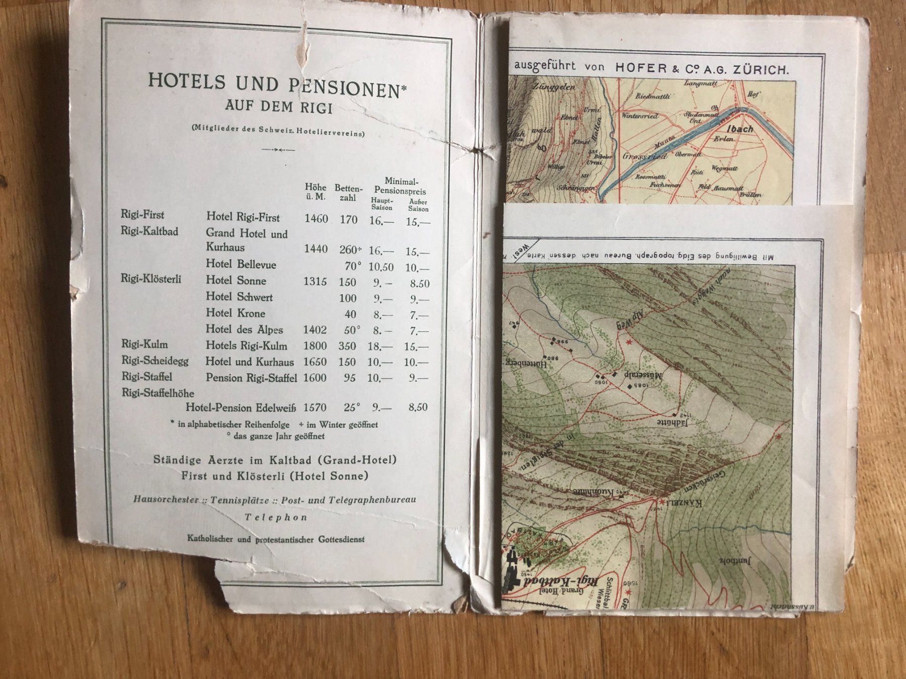 Landkarten & Atlanten: Hofer's Exkursionskarte: Rigi 1930 – Gebraucht aus Zürich von allp 1