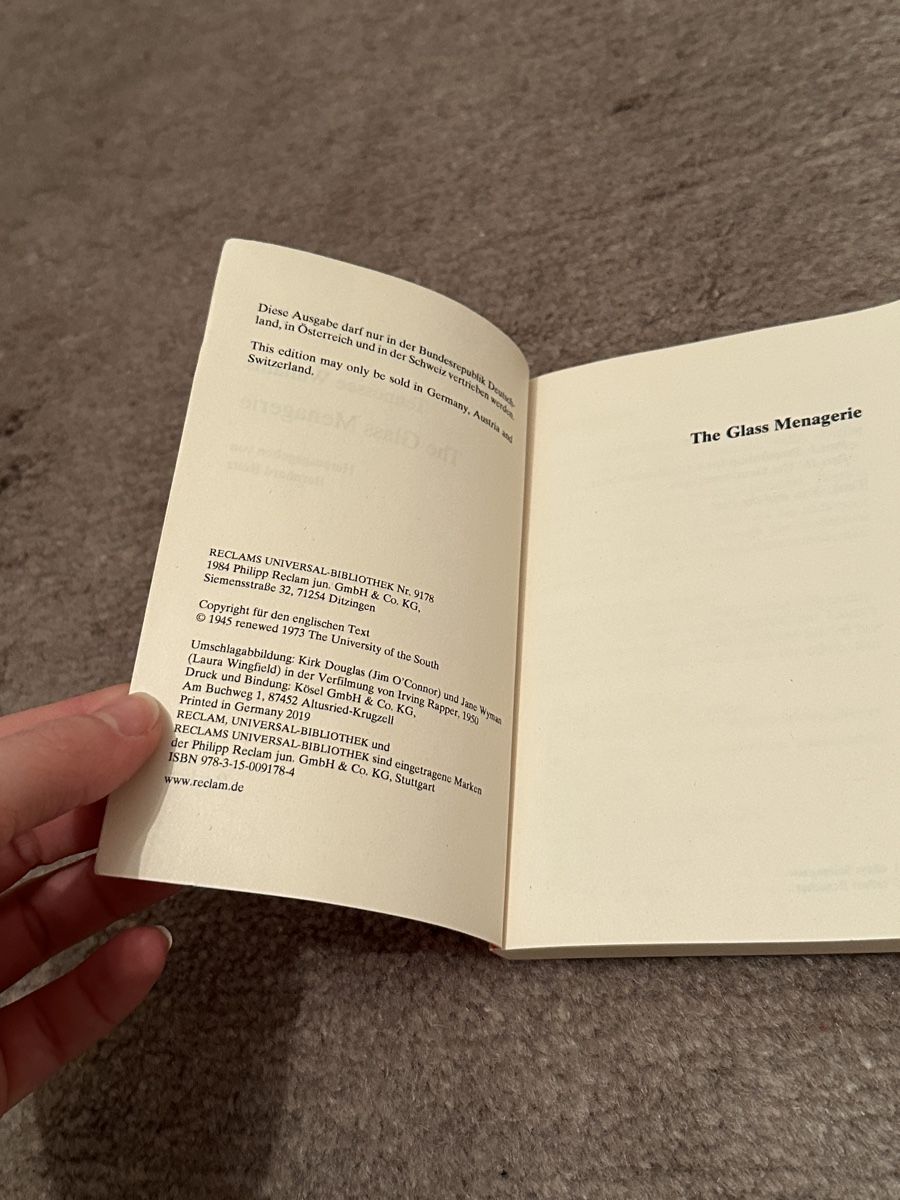 Libri: Tennessee Williams - The Glass Menagerie – Usato da Ellikon a d Thur venduto da anja_herbi 1