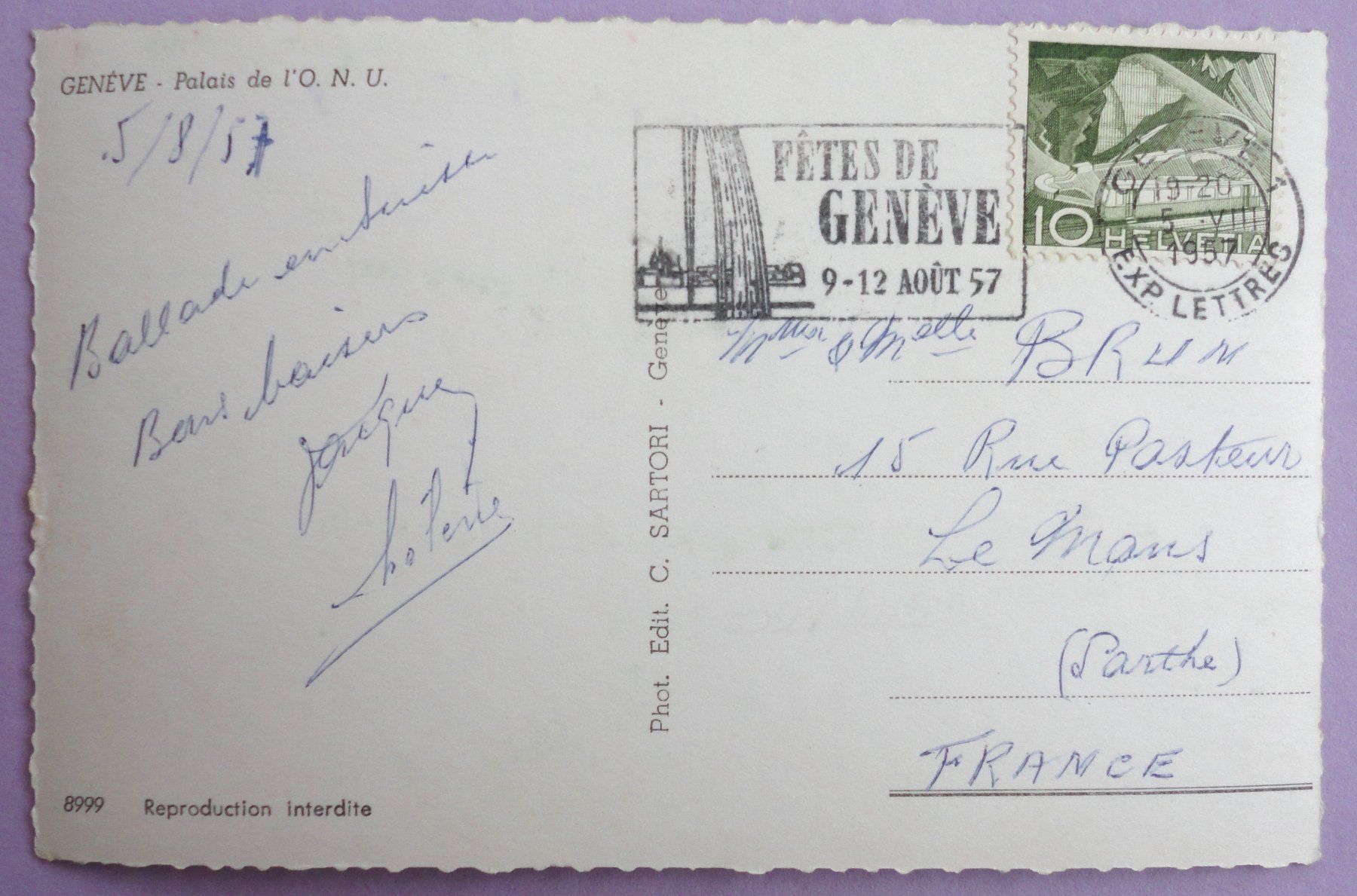 Ansichtskarten: Genève - Palais de l' O.N.U. – Gebraucht aus Fétigny von Billy2miny 1