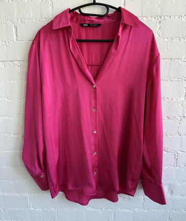 Elegante ZARA Bluse – leuchtendes Pink – Gr. S