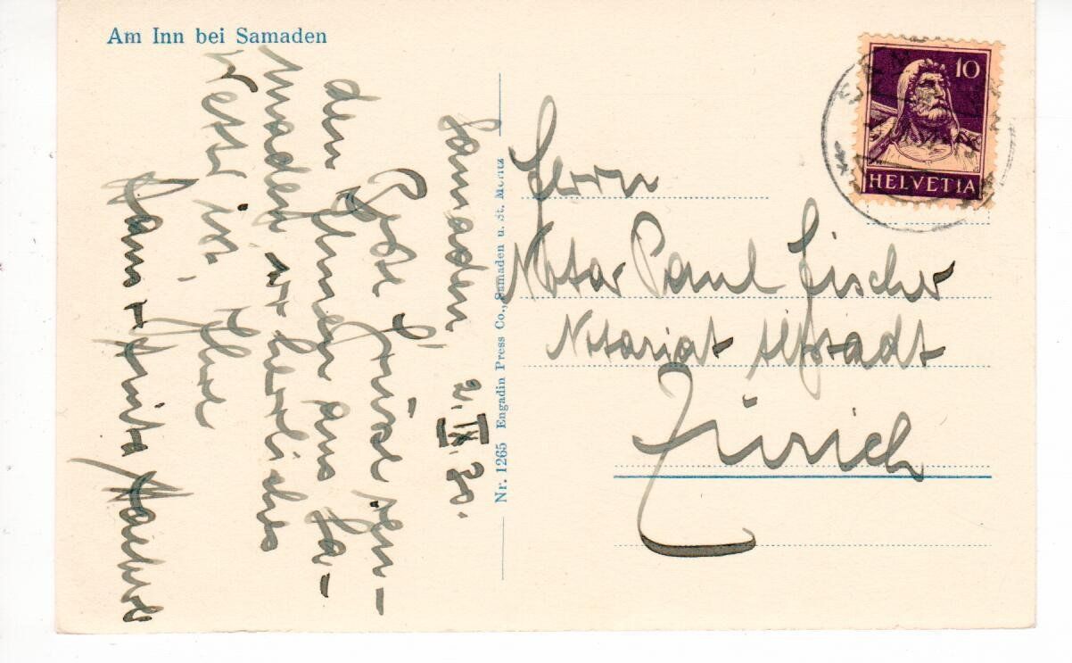 Cartoline postali: an Inn bei Samaden 1930 – Usato da Wolhusen venduto da Curver9 1