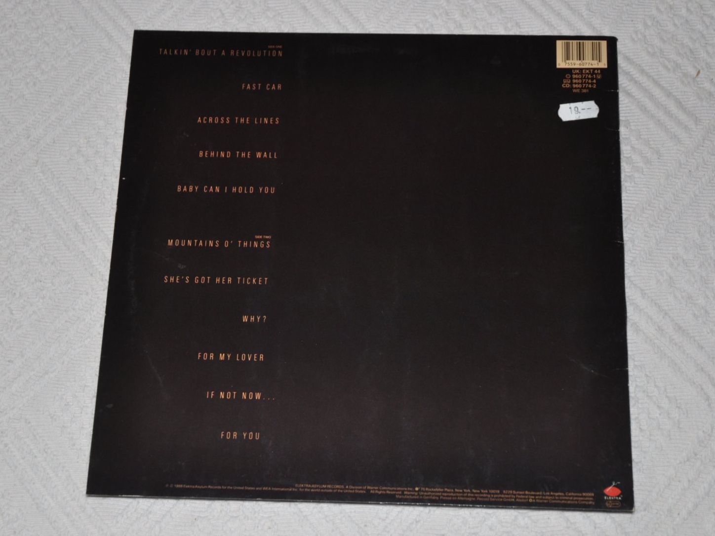 Dischi in vinile: LP Tracy Chapman - 1988 Album – Usato da Boll venduto da Theodora15 1