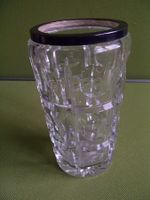 geschliffene Art Deco Kristallvase mit 825 Silber Rand