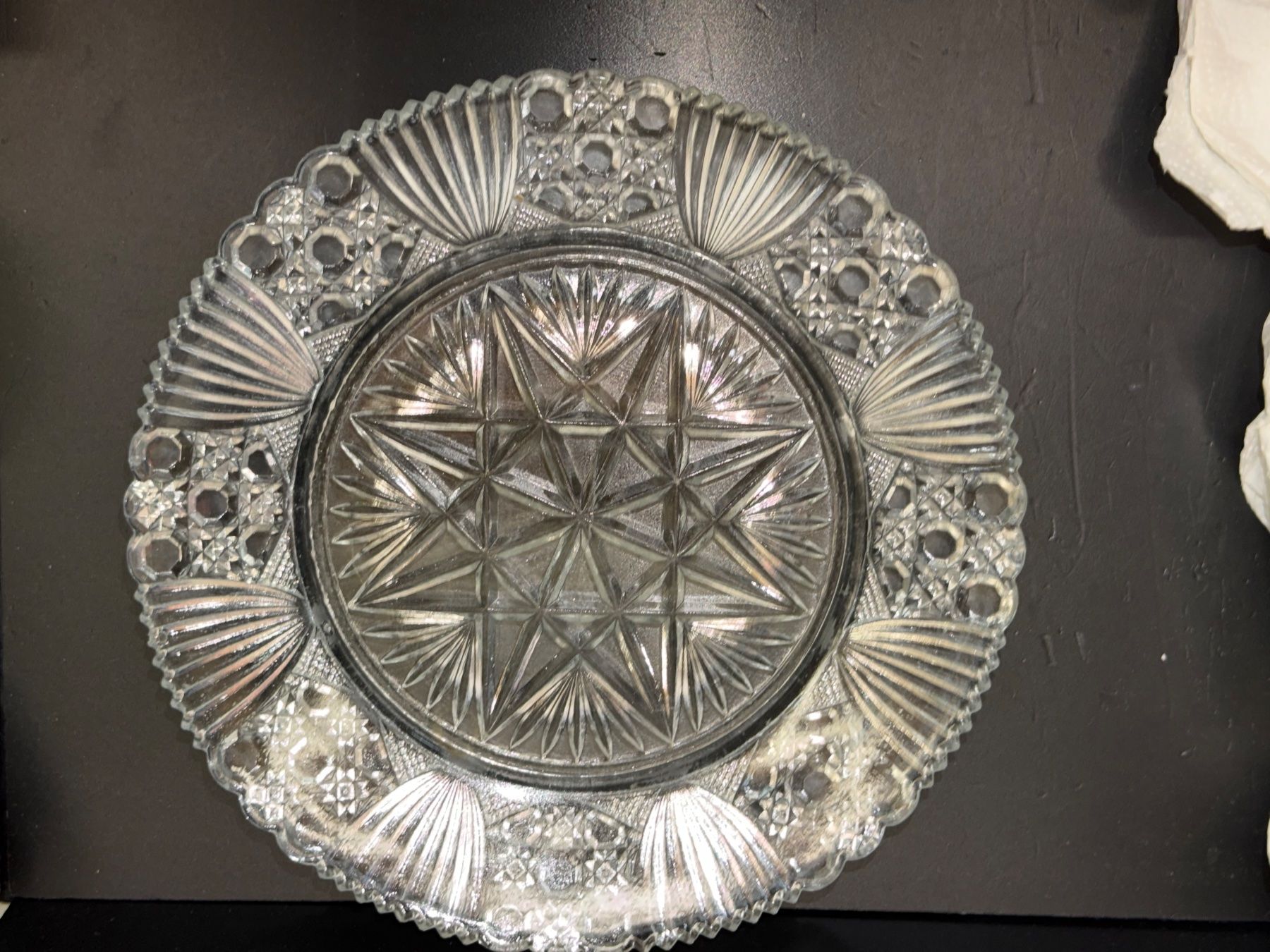 Piatti: JUGENDSTIL TELLER FLACH / SCHALE, KRISTALL PRESSGLAS – Usato da Matzingen venduto da Puhbaerli 1