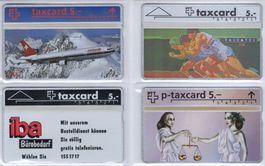 4 ungebrauchte Firmen Taxcards der Schweiz ab 1 Franken