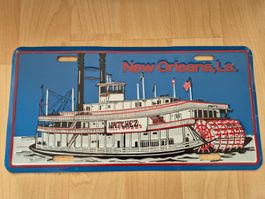 Blechschild New Orleans Natchez Schiff geprägtes Metall