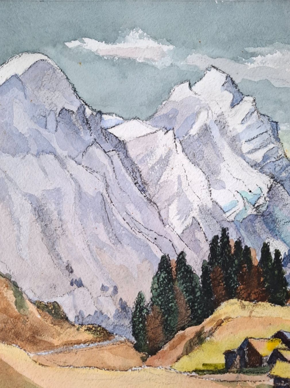 Gemälde: Aquarell Ferdinand Meyer-Streiff Leukerbad VS 1979 – Gebraucht aus Rheinfelden von Badelus 2