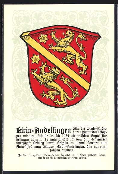 Cartoline postali: Klein-Andelfingen, Wappen mit zwei golde – Usato da Berlin venduto da bartko-reher