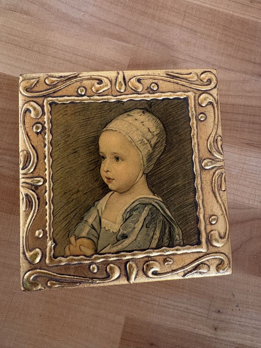 Portagioie: Holz Box Dose mit Bild von Kind – Usato da Rümlang venduto da SchumBru10 1