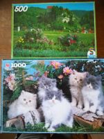 Schmidt Puzzle Set 500 1000 Teile Katzen Landschaft 2 Spiele