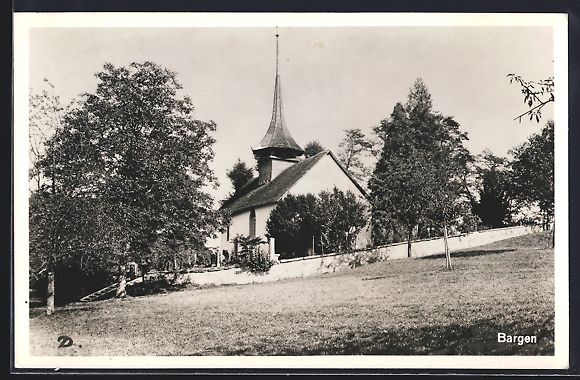 Ansichtskarten: AK Bargen, Ortspartie mit Kirche, 1940 – Gebraucht aus Berlin von bartko-reher