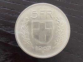 1 x 5 Franken Schweiz 1967 – zirkuliert