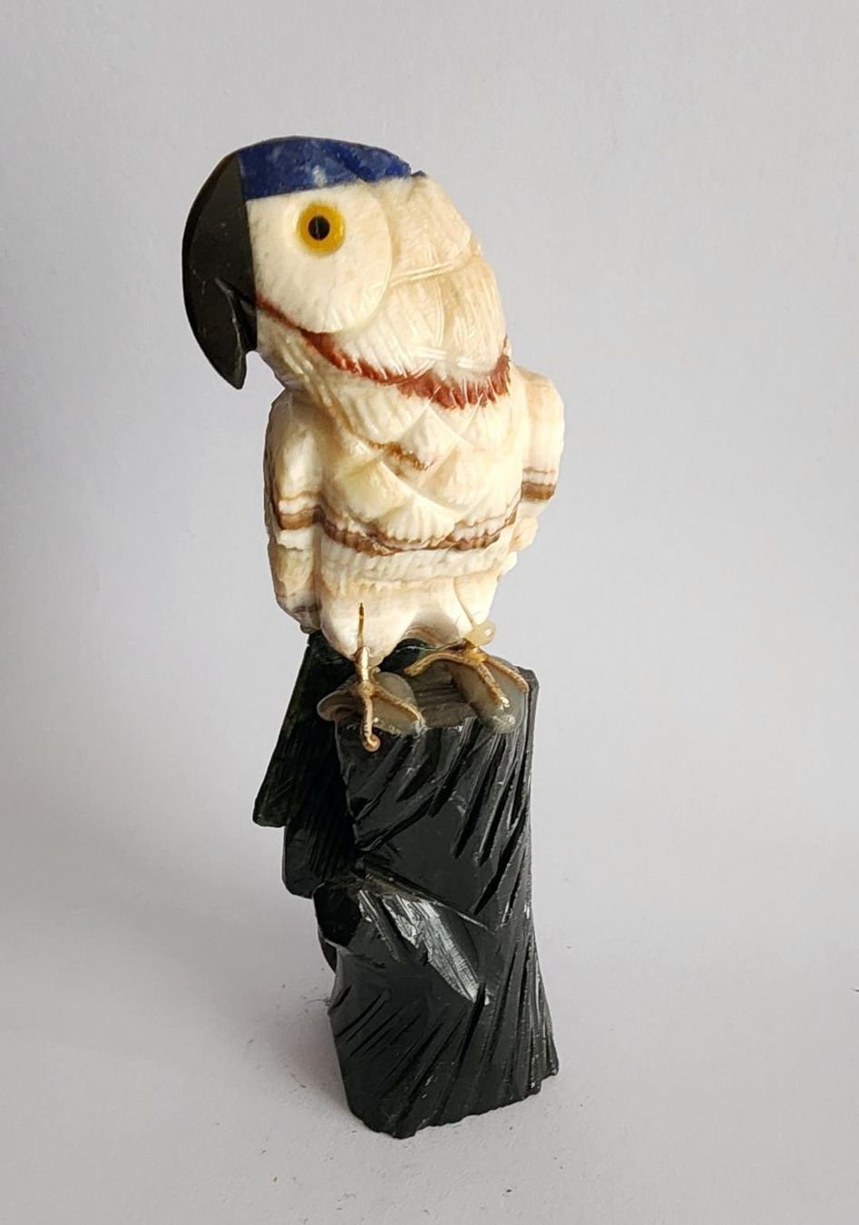 Statuette: Mineral / Halb Edelstein Papagei, Eule, Tuca Figur, NEU! – Nuovo (secondo la descrizione) da Lima- Peru venduto da Alpaka-Haus 8