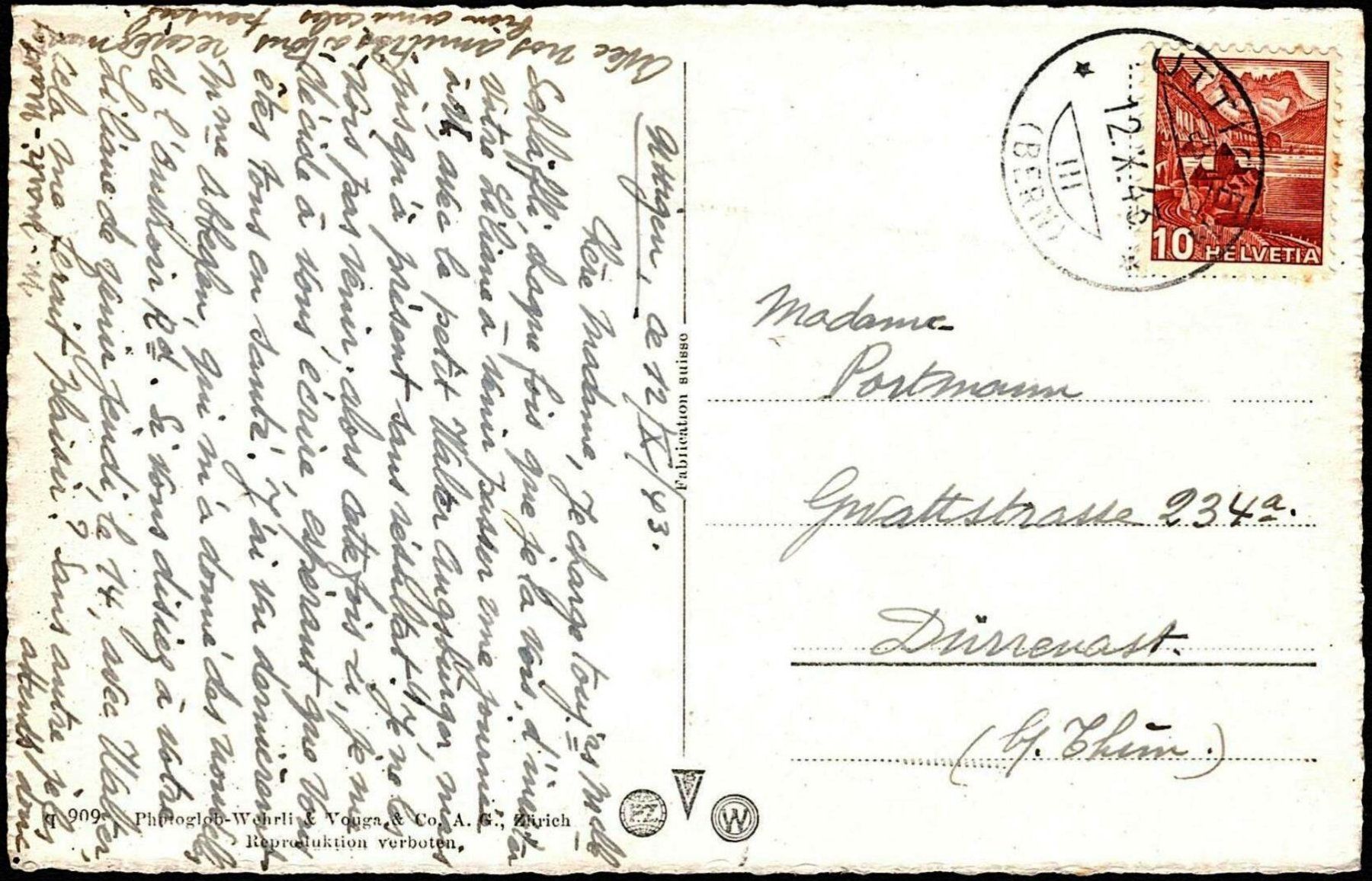 Cartoline postali: 1943_AK Schloss Thun – Usato da Thun venduto da Nissan 1